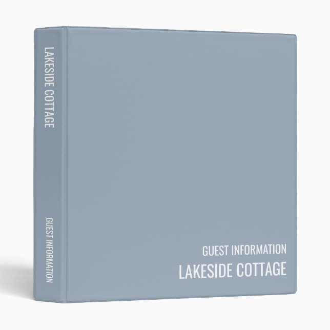 Vacation Rental Blue Minimalist Modern Airbnb 3 Ring Binder (Front/Spine)