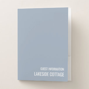 Vacation Rental Blue Minimalist Modern Airbnb Pocket Folder