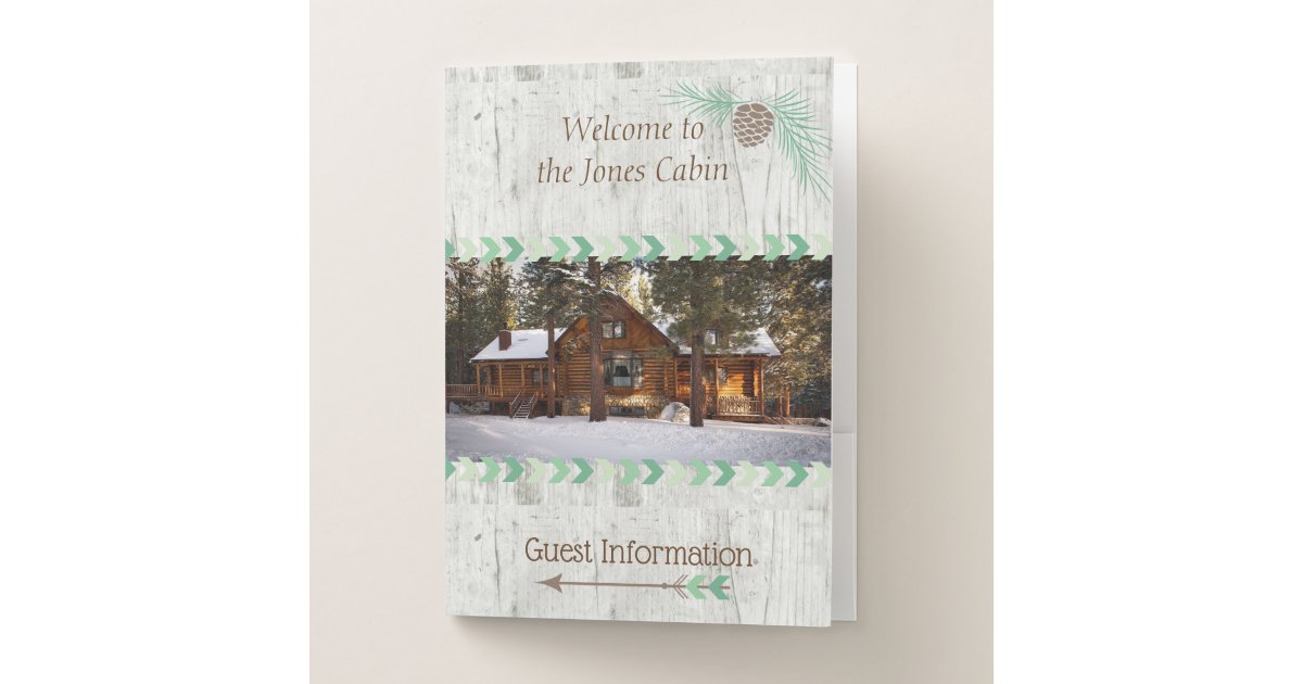 Vacation Rental Cabin House Guest information Pocket Folder | Zazzle
