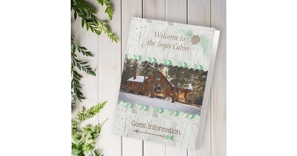 Vacation Rental Cabin House Guest information Pocket Folder | Zazzle