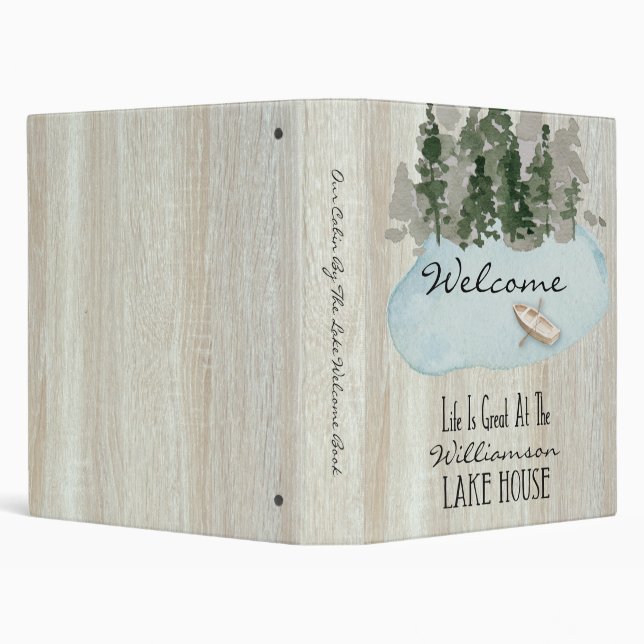 Vacation Rental Cabin Lake Welcome Book 3 Ring Binder (Background)