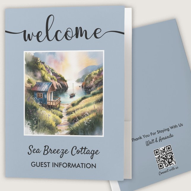 Vacation Rental Custom Welcome Blue Pocket Folder (Creator Uploaded)