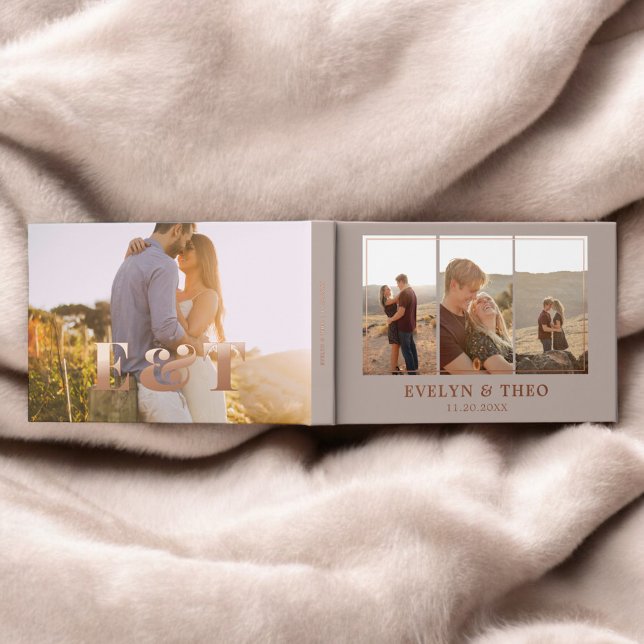 Vacation Rental Elegant Photo Beige Guest Book (Creator Uploaded)