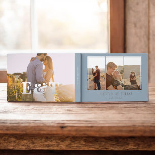 Vacation Rental Elegant Photo Blue Foil Guest Book