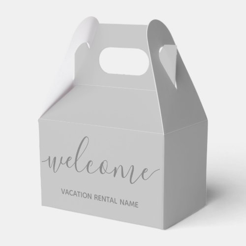 Vacation Rental Gray Welcome Favor Box