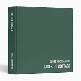 Vacation Rental Green Minimalist Modern Airbnb 3 Ring Binder