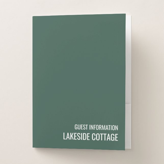 Vacation Rental Green Minimalist Modern Airbnb Pocket Folder (Front)