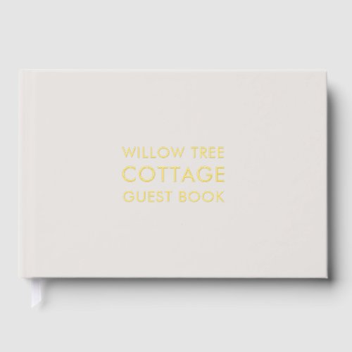 Vacation Rental Guest Feedback Stone and Gold Foil Foil Guest Book