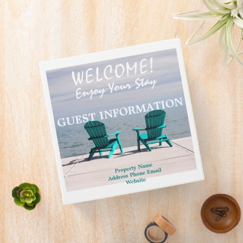 Vacation Rental Guest Info Waterfront Chairs 3 Ring Binder