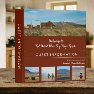 Vacation Rental Guest Information-5 Custom Photos 3 Ring Binder