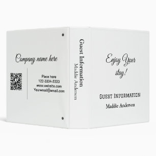 vacation rental guest information add address name 3 ring binder