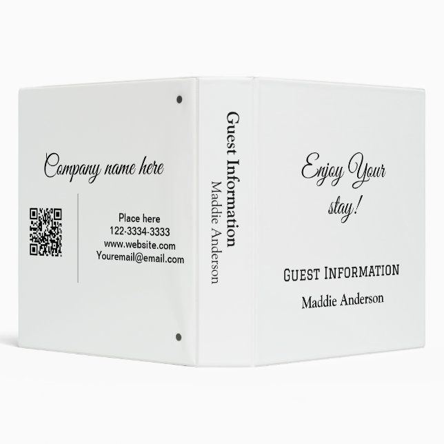 vacation rental guest information add address name 3 ring binder (Background)