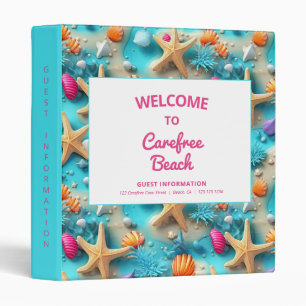 Vacation Rental Guest Information Aqua 3 Ring Binder