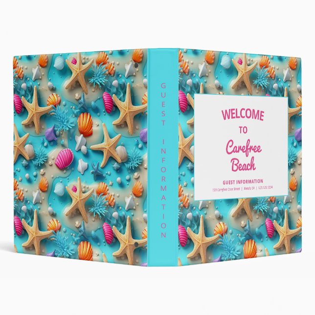 Vacation Rental Guest Information Aqua 3 Ring Binder (Background)