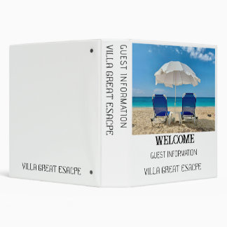 Vacation Rental Guest Information Elegant White 3 Ring Binder