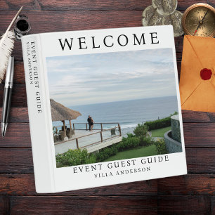 Vacation Rental Guest Information Elegant White 3 Ring Binder