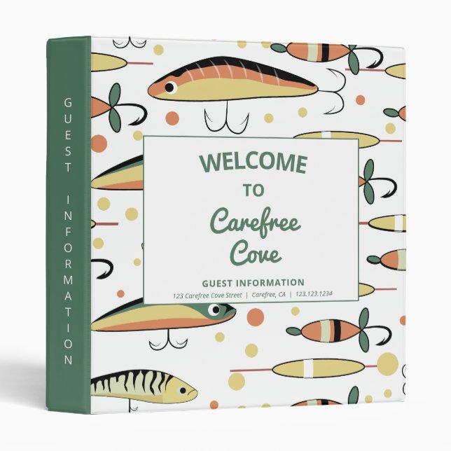 Vacation Rental Guest Information Green 3 Ring Binder (Front/Spine)