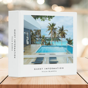 Vacation Rental Guest Information Modern Photo 3 Ring Binder