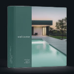 Vacation Rental Guest Information Photo 3 Ring Binder<br><div class="desc">Modern guest information binder features a minimalist photo-centric design in a soft green color palette. "Welcome" and custom rental name or custom text presented in simple font. Shown with a custom welcome message, rental name and photo on the front in modern typography, this personalized professional vacation rental binder is designed...</div>