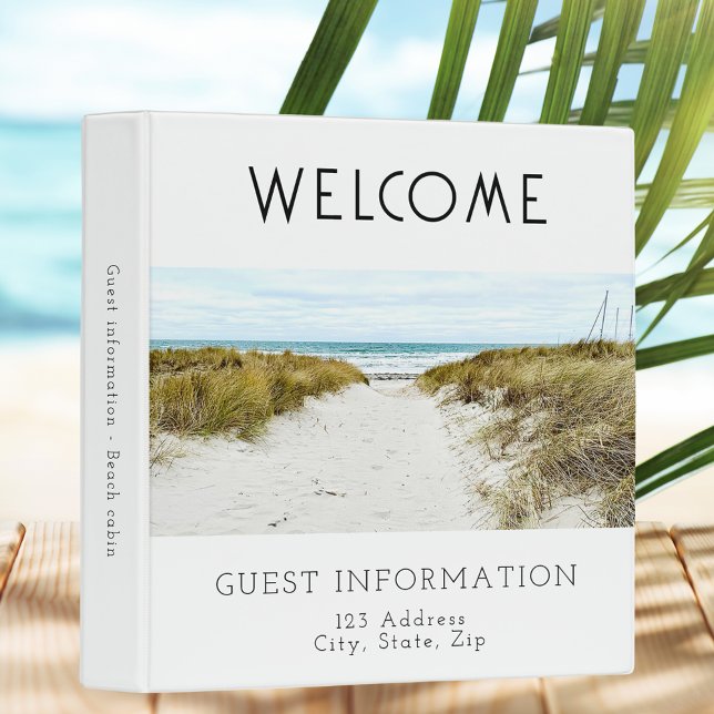 Vacation rental guest information photo QR code 3 Ring Binder (Creator Uploaded)