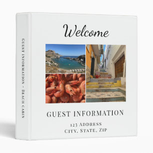 Vacation rental guest information photo QR code 3 Ring Binder