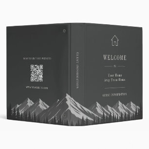 Vacation rental guest information QR code mountain 3 Ring Binder
