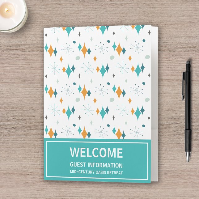Vacation Rental Guest Information Retro Starburst Pocket Folder (Creator Uploaded)