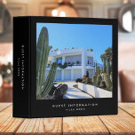 Vacation Rental Guest Information Stylish Black 3 Ring Binder<br><div class="desc">A minimalist elegant vacation rental binder featuring a large photo on a black background with modern typography. The perfect versatile binder for the guest information for your villa,  cottage or holiday home! A great way to welcome guests to your rental property and help them to settle in!</div>