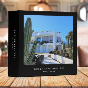Vacation Rental Guest Information Stylish Black 3 Ring Binder
