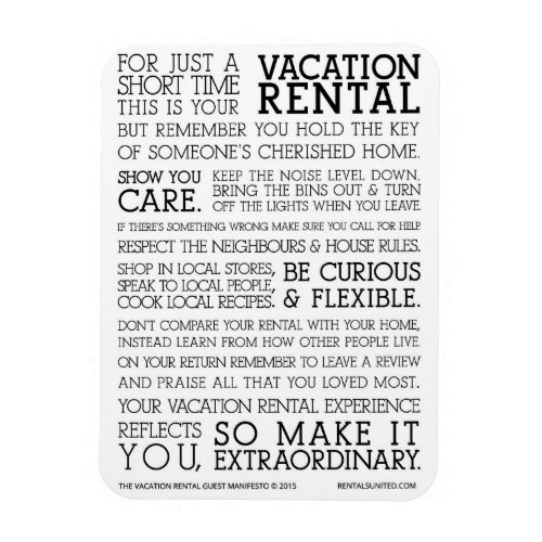 Vacation Rental Guest Manifesto Magnet