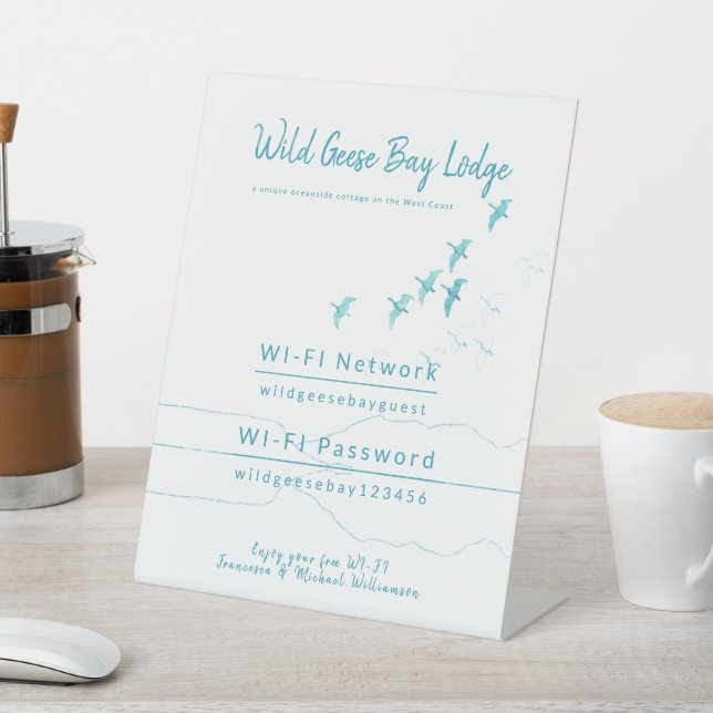 Vacation Rental Guest WIFI Password Coastal Ocean Pedestal Sign (In SItu)