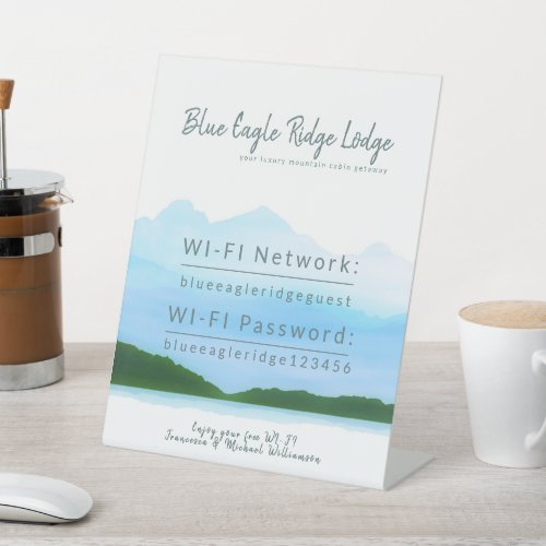 Vacation Rental Guest WIFI Password Mountain Cabin Pedestal Sign