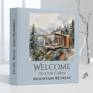 Vacation Rental Guestbook Welcome Guide Sky Blue 3 Ring Binder