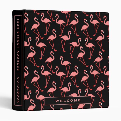 Vacation Rental Guidebook  Blush Pink Flamingos 3 Ring Binder