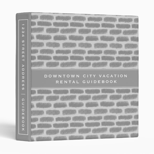 Vacation Rental Guidebook | Light Gray Brick 3 Ring Binder (Front/Spine)