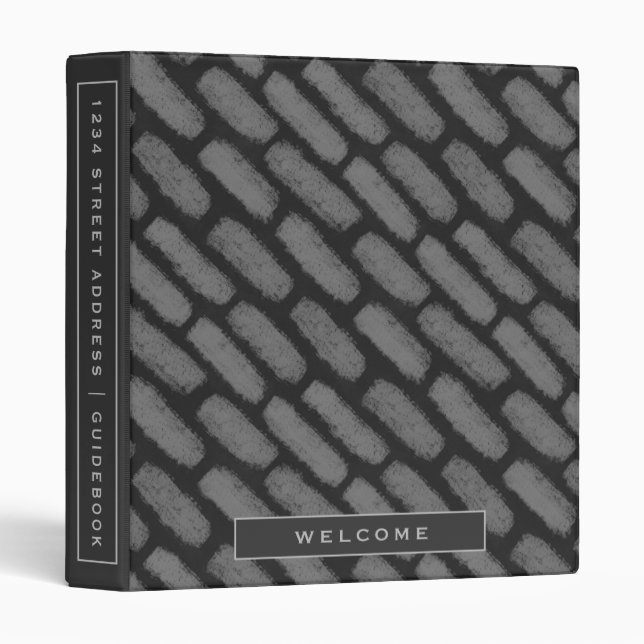 Vacation Rental Guidebook | Modern Gray Brick 3 Ring Binder (Front/Spine)