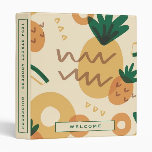 Vacation Rental Guidebook  Modern Pineapples 3 Ring Binder