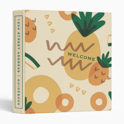 Vacation Rental Guidebook  Modern Pineapples 3 Ring Binder