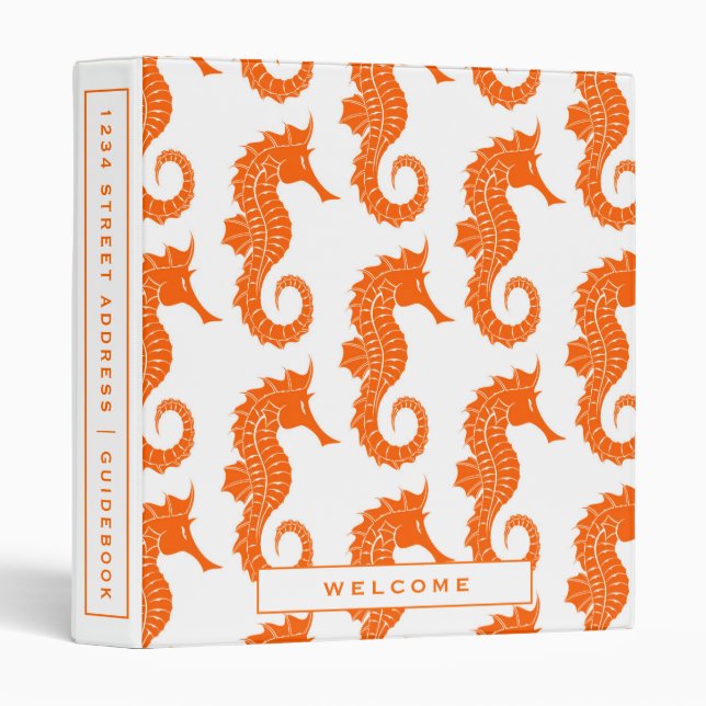 Vacation Rental Guidebook | Seahorses Beach Theme 3 Ring Binder (Front/Spine)
