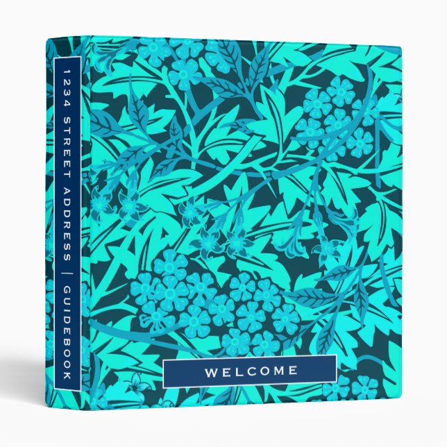 Vacation Rental Guidebook | Stylish Jasmine Floral 3 Ring Binder (Front/Spine)