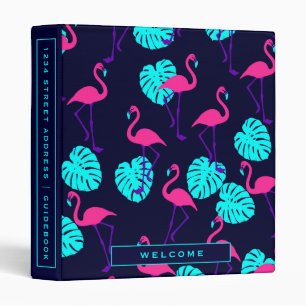 Vacation Rental Guidebook Tropical Flamingos 3 Ring Binder