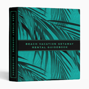 Vacation Rental Guidebook Turquoise Palm Leaf 3 Ring Binder