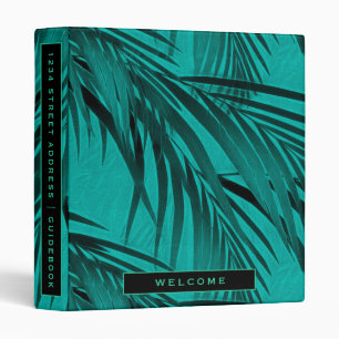 Vacation Rental Guidebook Turquoise Palm Leaves 3 Ring Binder