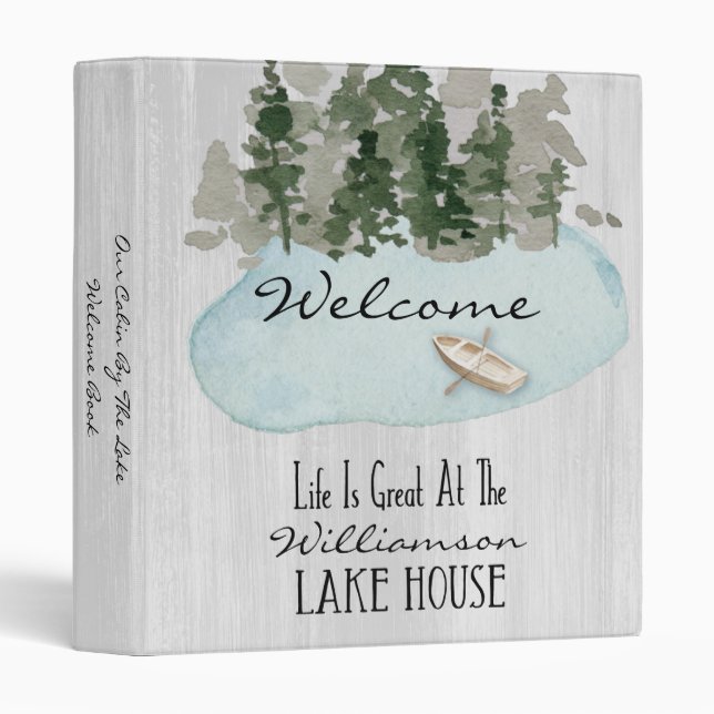 Vacation Rental Lake Rustic Cabin Welcome Book 3 Ring Binder (Front/Spine)