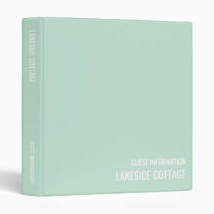 Vacation Rental Mint Minimalist Modern Airbnb 3 Ring Binder