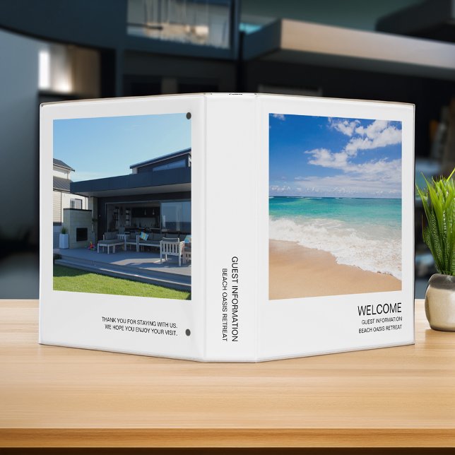 Vacation Rental Modern Minimal Guest Information 3 Ring Binder (Creator Uploaded)