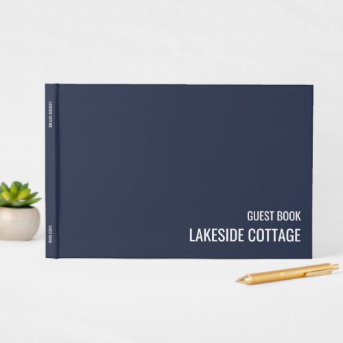 Vacation Rental Navy Blue Minimalist Modern Airbnb Guest Book