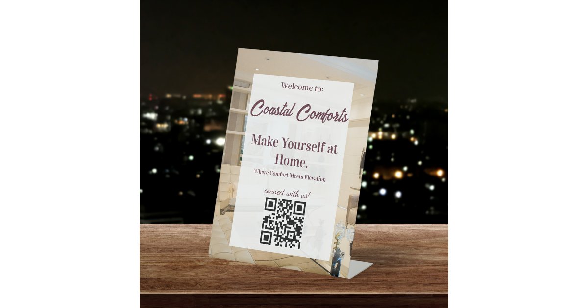 Vacation Rental QR Code Pedestal Sign | Zazzle