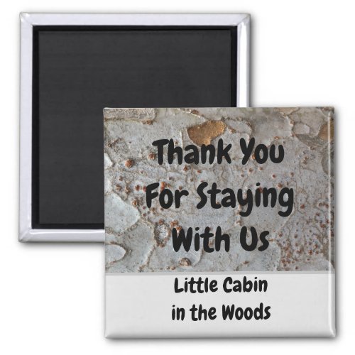 Vacation Rental Rustic Tree Bark Photo Promotional Magnet