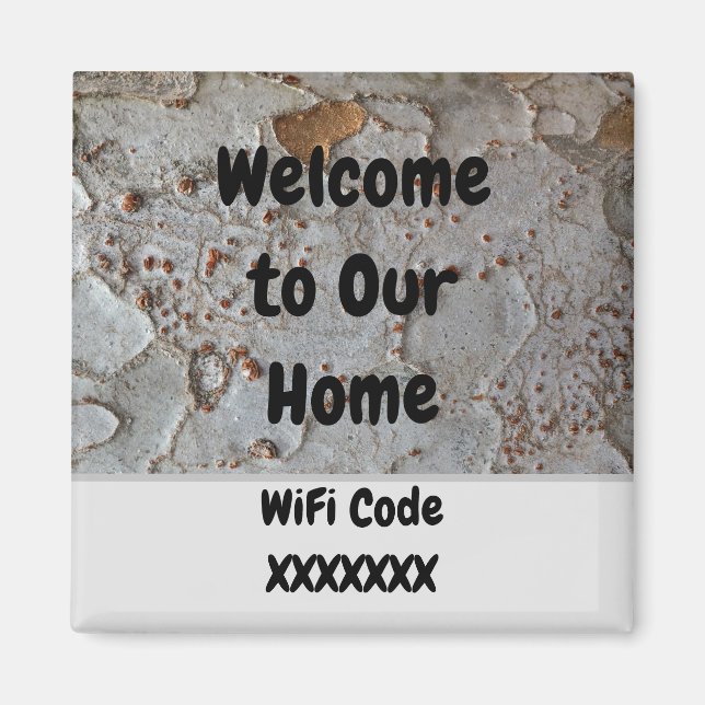 Vacation Rental Rustic Tree Bark Photo Wifi Guest Magnet (Front)